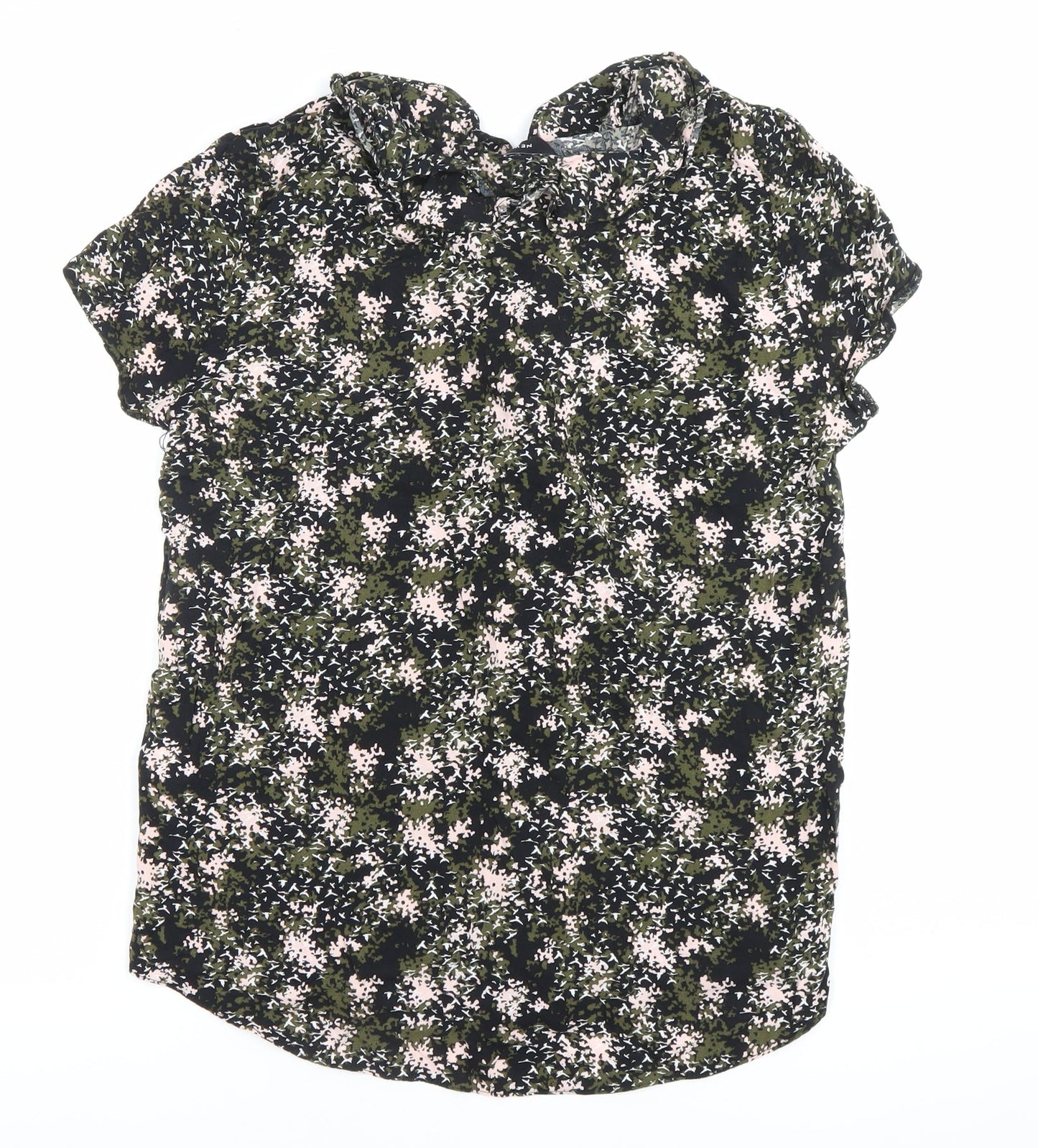 New Look Womens Multicoloured Floral Ruffle Tie Blouse Size 12