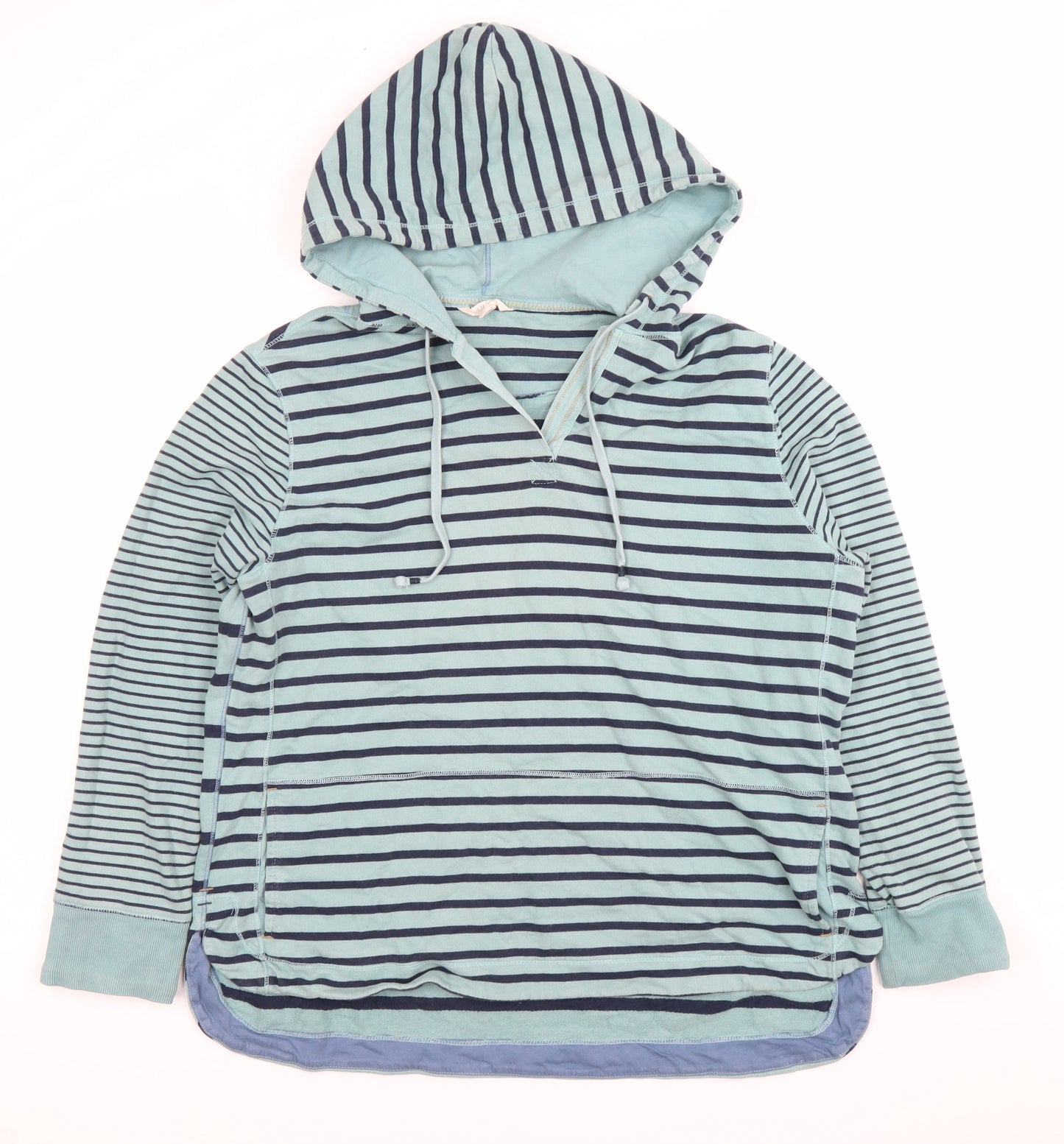 White Stuff Womens Blue Striped Cotton Hoodie UK 16