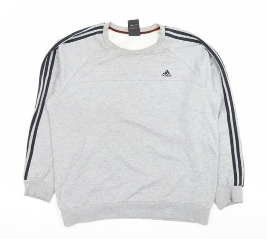 Adidas Men’s Grey L Sweatshirt Pullover Crew Neck Long Sleeve Sports