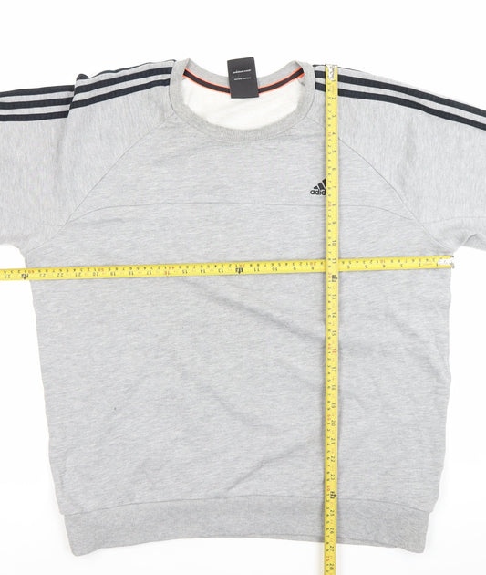 Adidas Men’s Grey L Sweatshirt Pullover Crew Neck Long Sleeve Sports