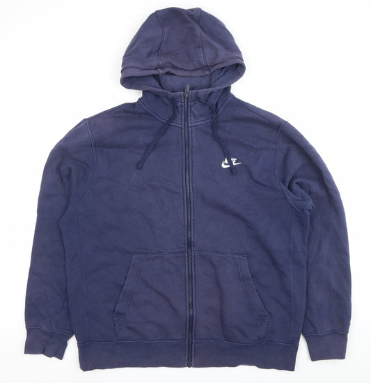 Nike Mens Blue Full Zip Hoodie Size L Regular Fit Fleece