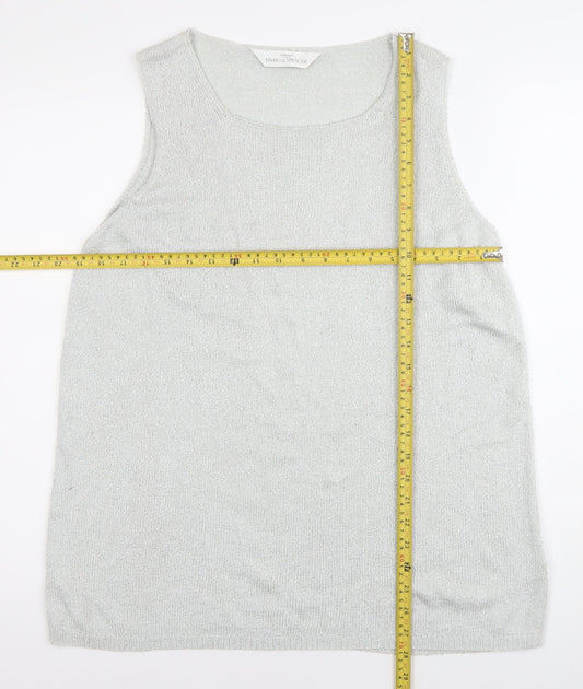 Marks and Spencer Women’s Silver Knit Tank Top Size 18 Sleeveless Scoop Neck