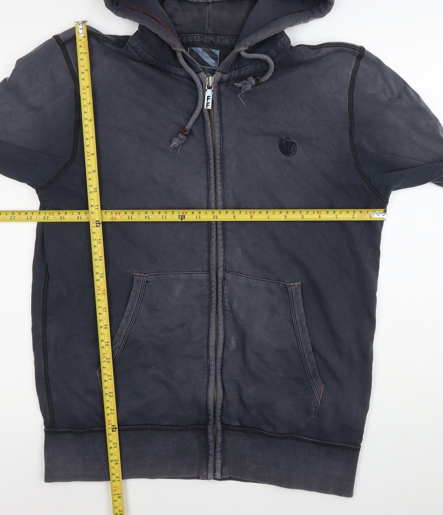 Fat Face Men’s Grey Full Zip Hoodie Size M Cotton Logo Hooded Sweatshirt