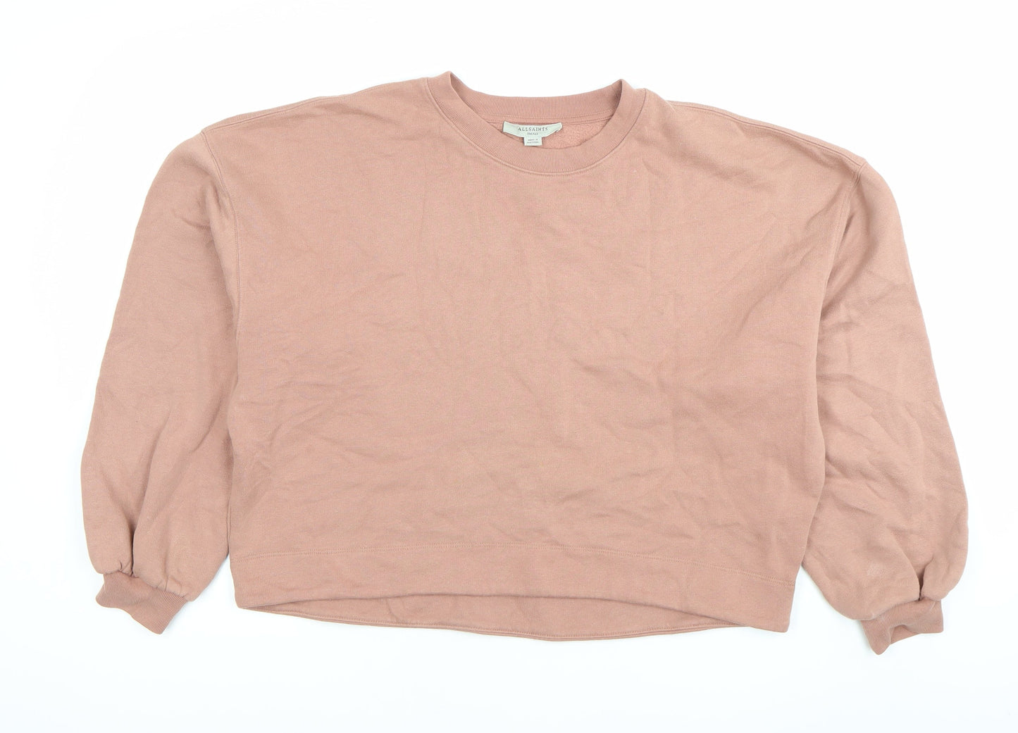 AllSaints Women Pink Small Pullover Sweatshirt Crew Neck Long Sleeve