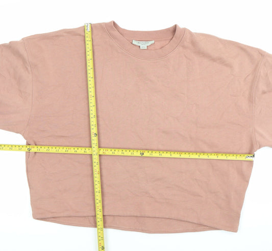 AllSaints Women Pink Small Pullover Sweatshirt Crew Neck Long Sleeve
