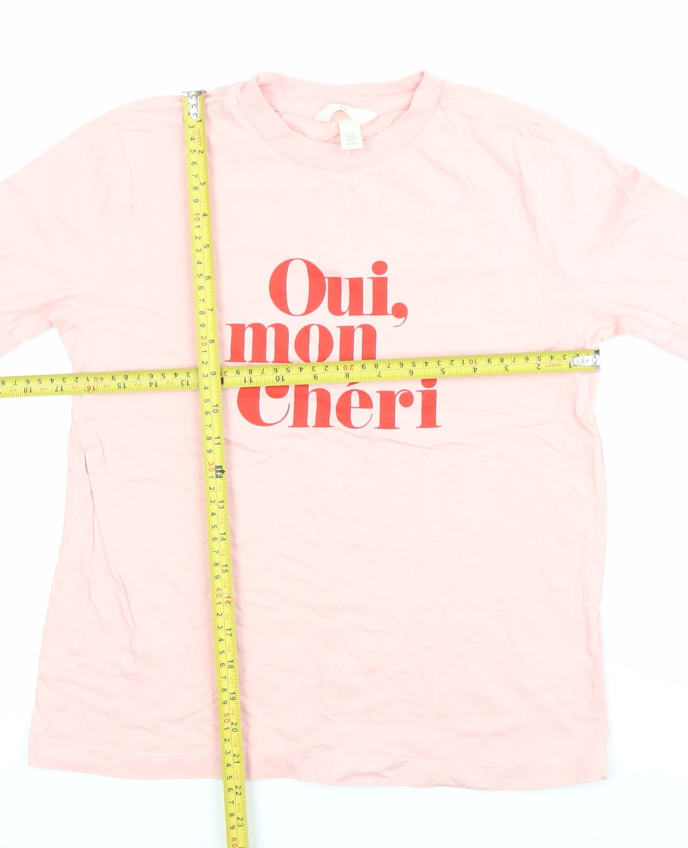 H&M Women’s Pink XS Cotton Stretch T-Shirt Oui Mon Cheri
