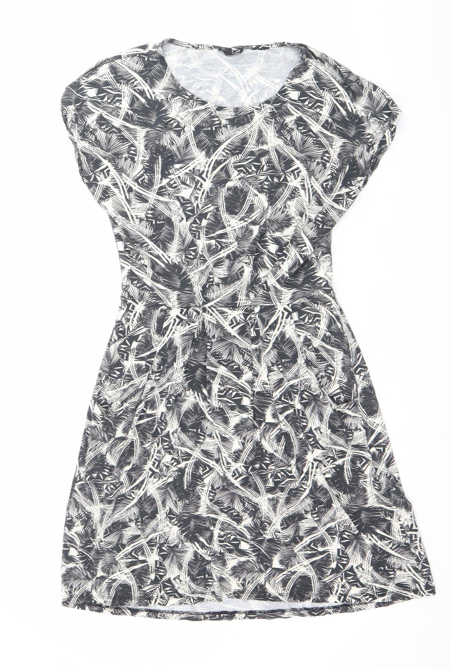 Warehouse Women’s Black Abstract Print Sleeveless Shift Dress Size 10