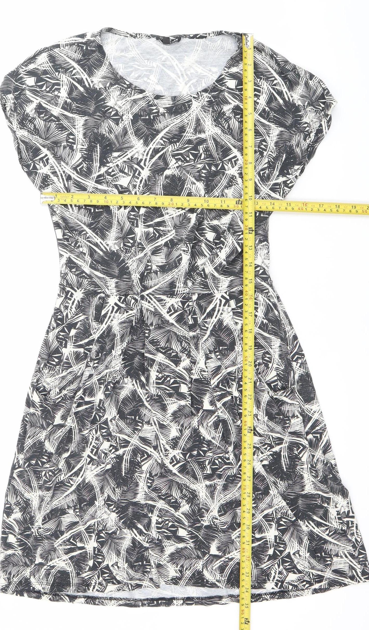 Warehouse Women’s Black Abstract Print Sleeveless Shift Dress Size 10