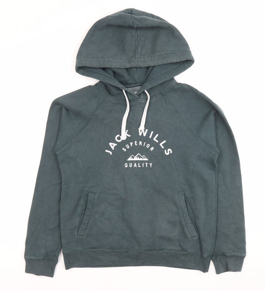 Jack Wills Womens Grey Hoodie UK 6 Cotton Blend Logo Pullover
