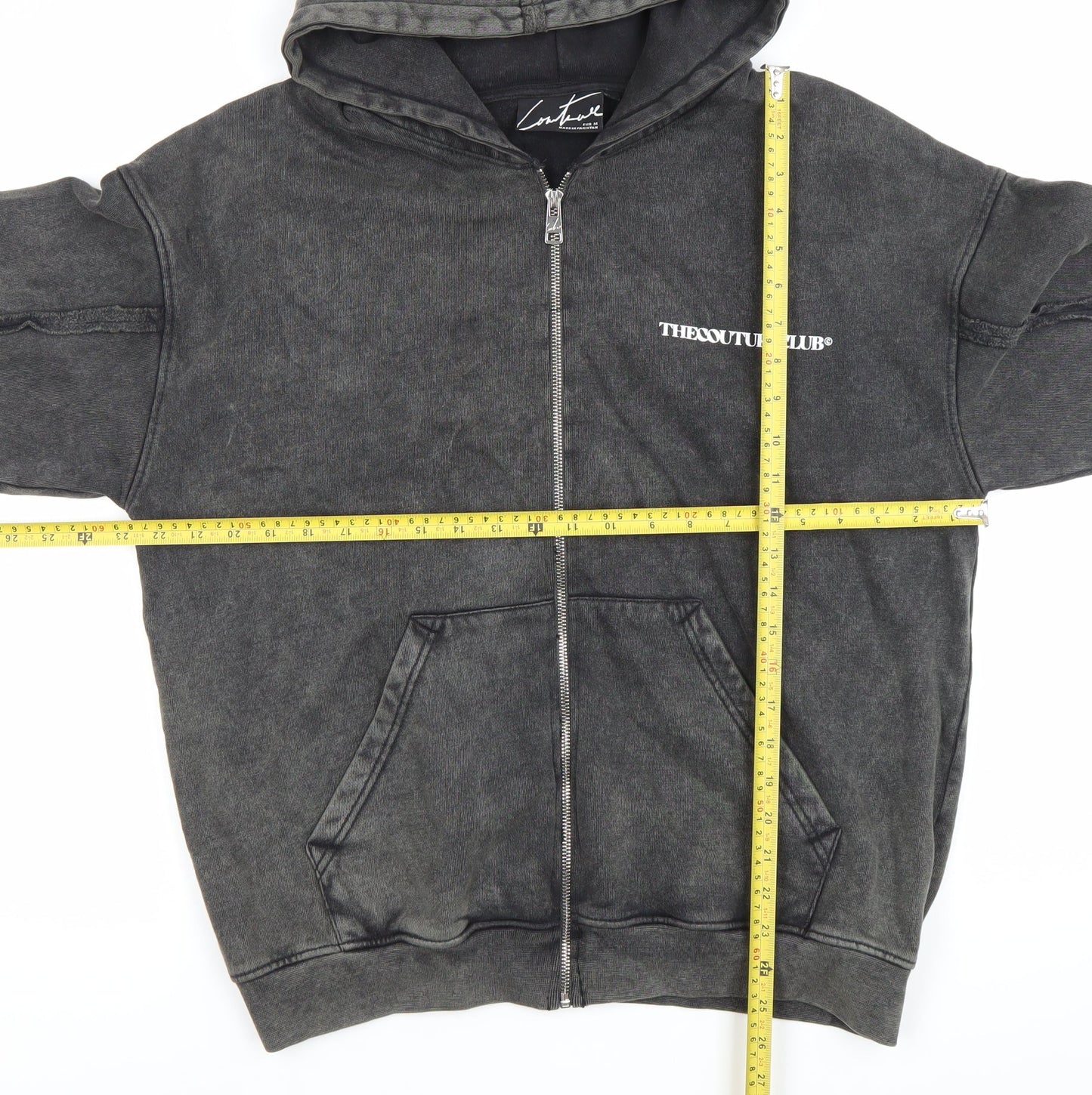Couture Men’s Black Full Zip Hoodie Size M Cotton Logo Sweatshirt