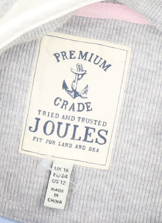 Joules Women’s Multicoloured Striped Henley Sweatshirt UK 16 Cotton