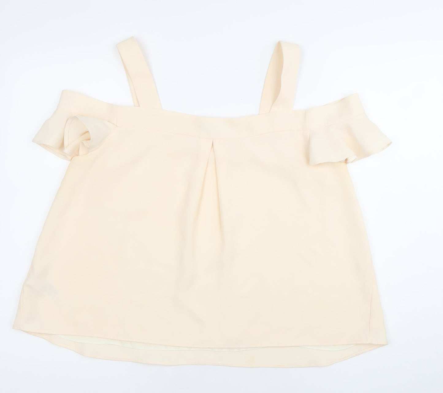 Topshop Womens Ivory Ruffle Cold Shoulder Camisole Blouse Size 14