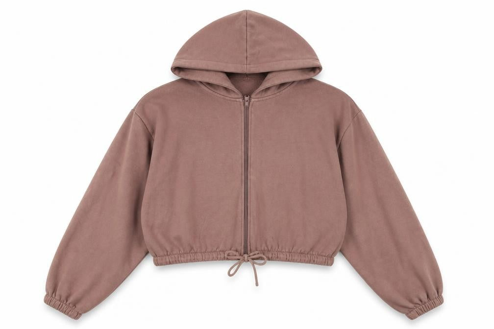 Weekday Women Brown Full Zip Hoodie Size S Cotton Blend Casual