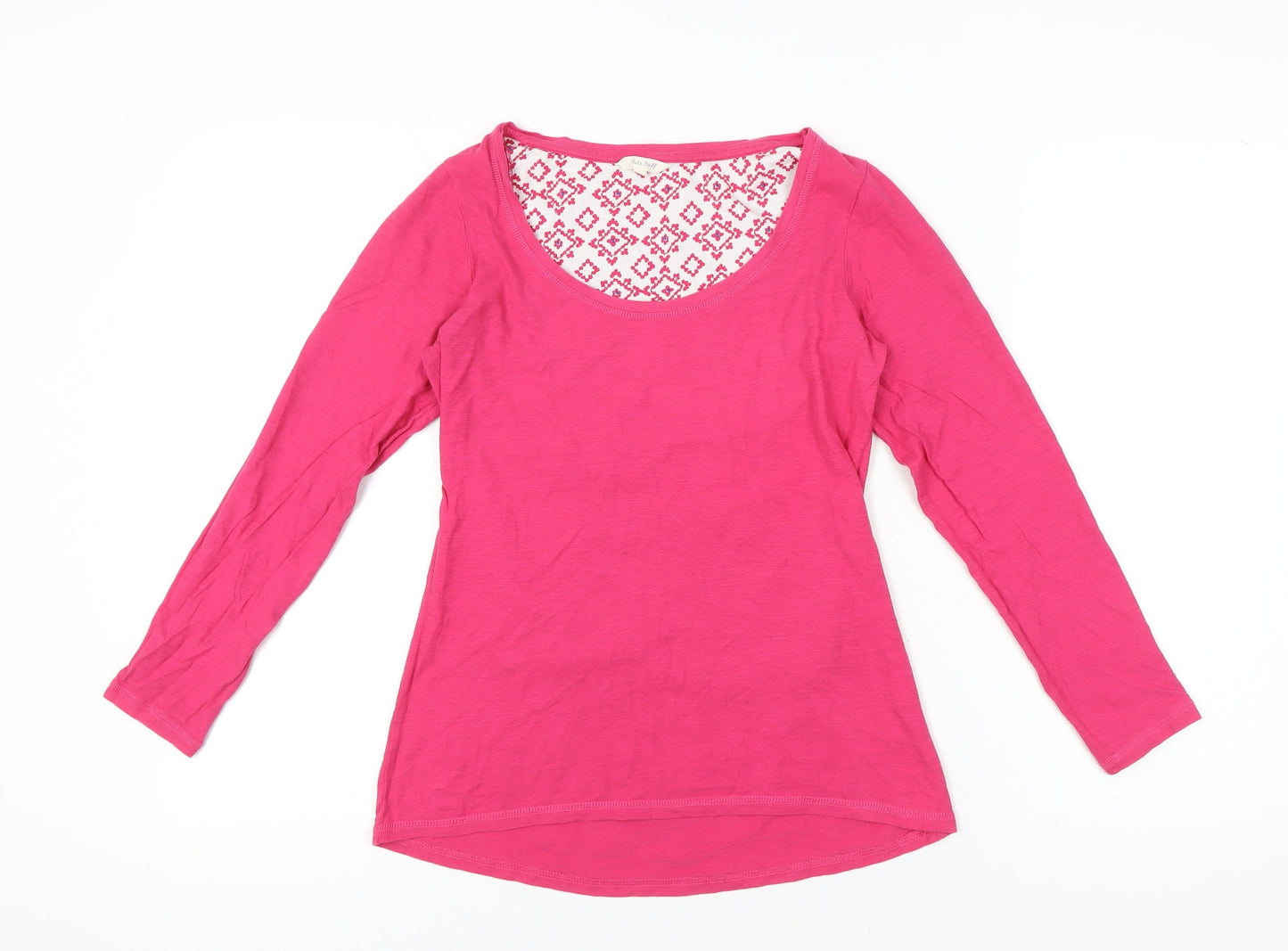 White Stuff Women’s Pink Cotton Long Sleeve Scoop Neck T-Shirt Size 10