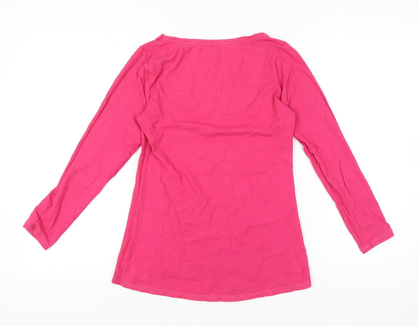 White Stuff Women’s Pink Cotton Long Sleeve Scoop Neck T-Shirt Size 10
