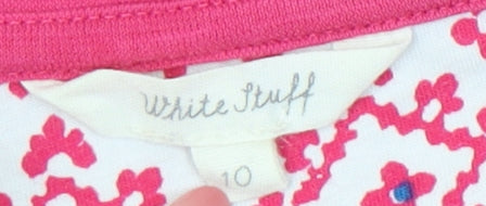 White Stuff Women’s Pink Cotton Long Sleeve Scoop Neck T-Shirt Size 10