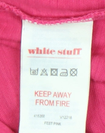 White Stuff Women’s Pink Cotton Long Sleeve Scoop Neck T-Shirt Size 10
