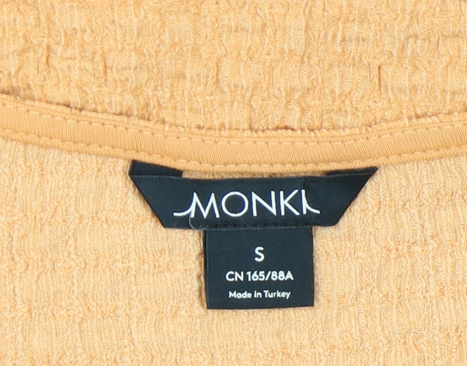 Monki Women’s Orange Wrap Puff Sleeve Blouse Top Size S