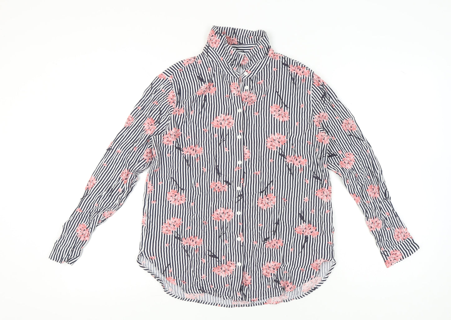 Warehouse Women’s Multicoloured Floral Stripe Button-Up Shirt UK 12