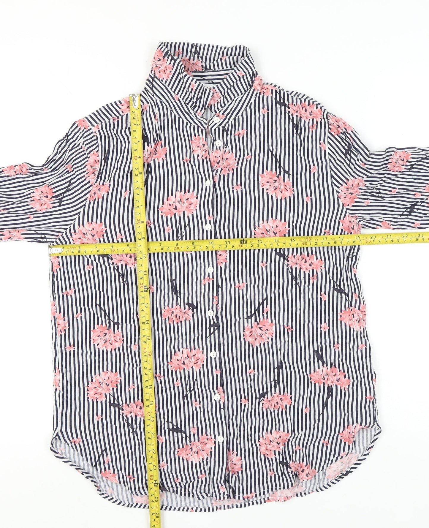 Warehouse Women’s Multicoloured Floral Stripe Button-Up Shirt UK 12