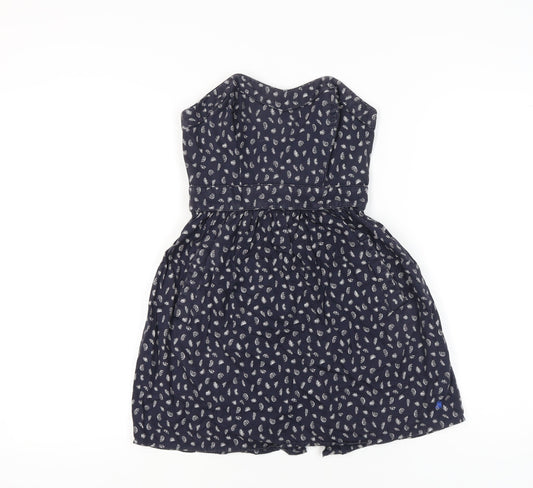 Jack Wills Womens Blue Paisley Strapless Cotton Dress UK 8