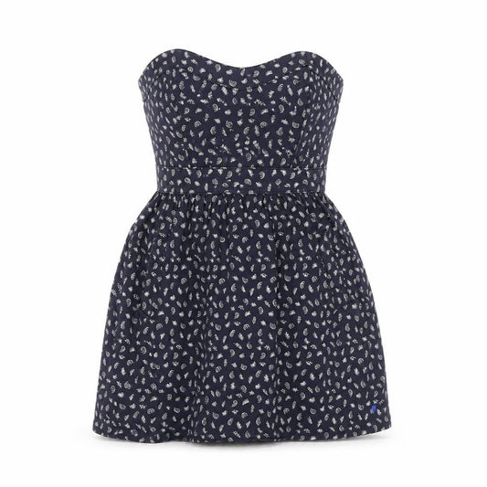 Jack Wills Womens Blue Paisley Strapless Cotton Dress UK 8