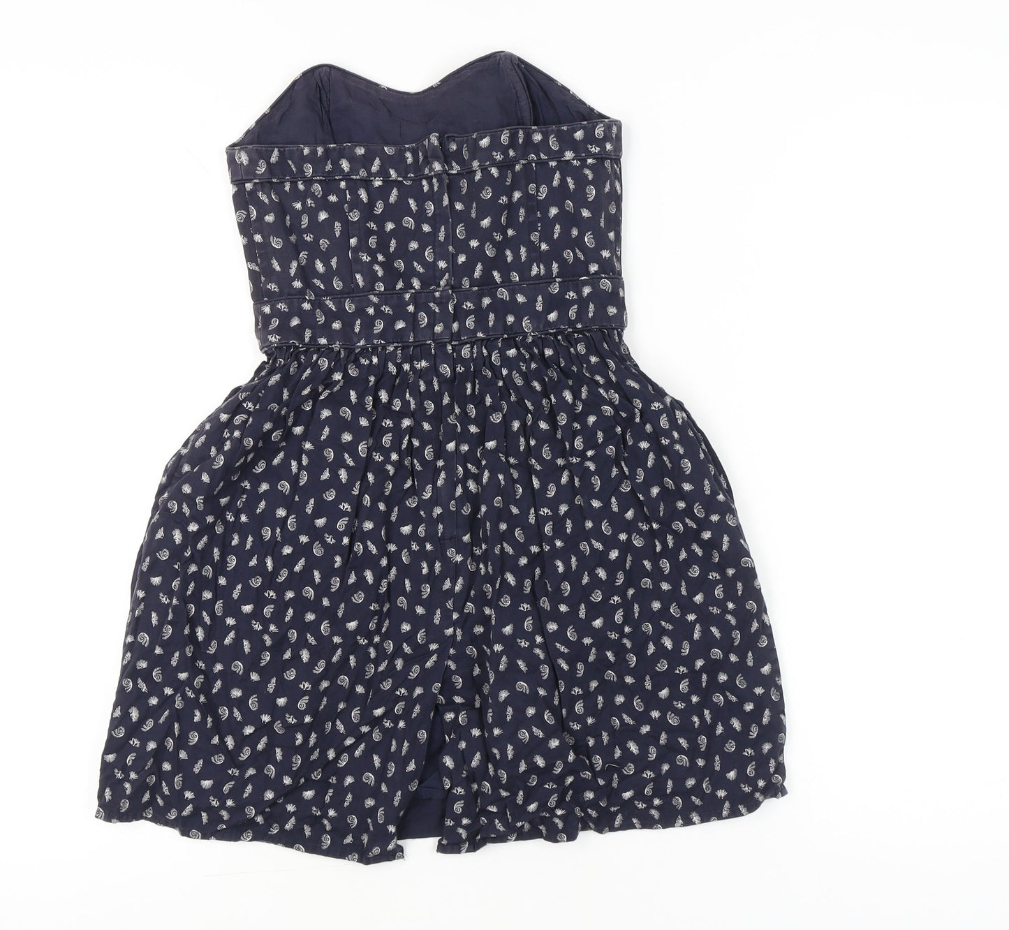 Jack Wills Womens Blue Paisley Strapless Cotton Dress UK 8