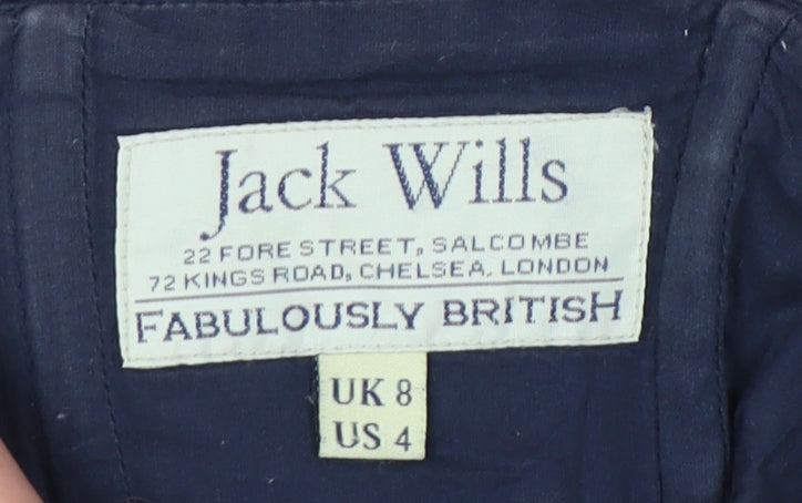 Jack Wills Womens Blue Paisley Strapless Cotton Dress UK 8