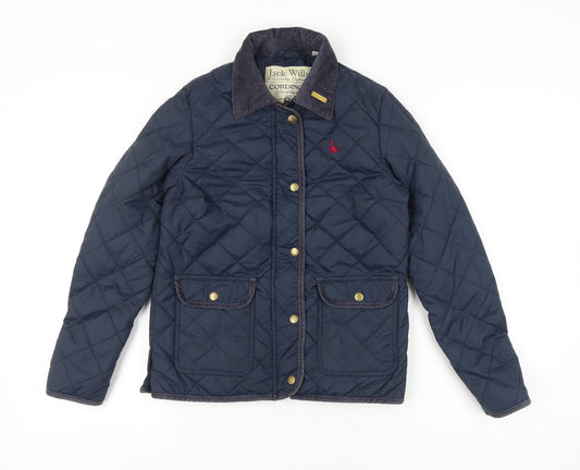Jack Wills Womens Blue Quilted Casual Jacket Coat UK 8