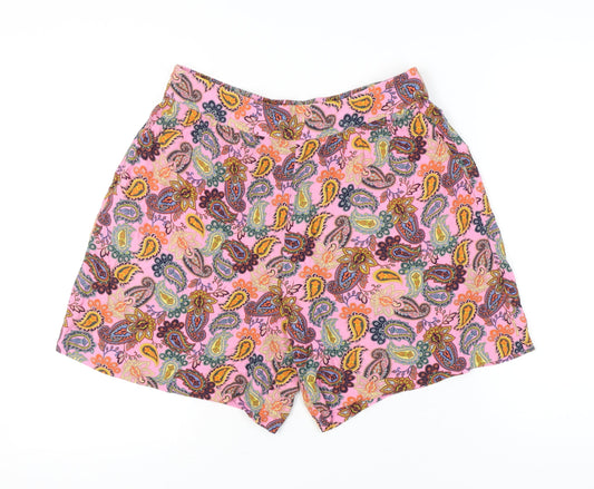 Boden Women Pink Paisley Culotte Shorts Size 14 Viscose Summer