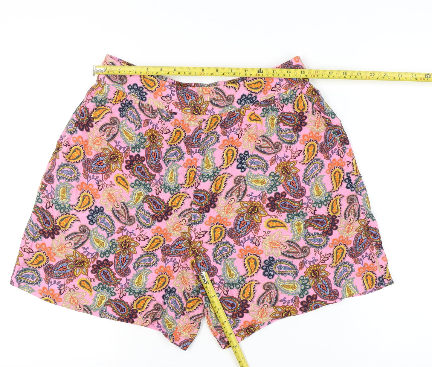 Boden Women Pink Paisley Culotte Shorts Size 14 Viscose Summer