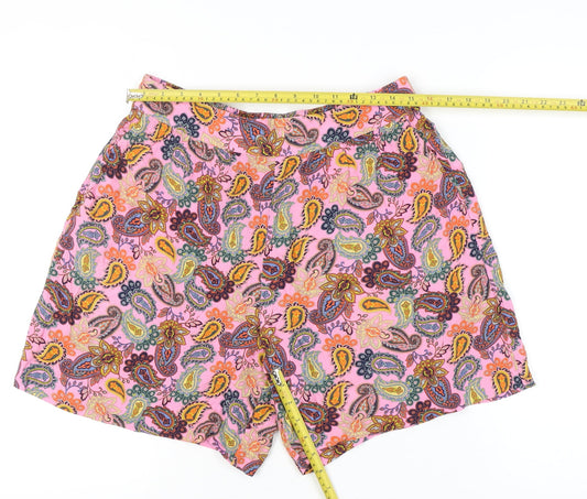 Boden Women Pink Paisley Culotte Shorts Size 14 Viscose Summer