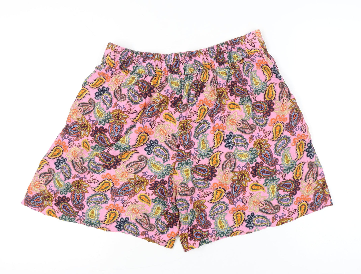 Boden Women Pink Paisley Culotte Shorts Size 14 Viscose Summer