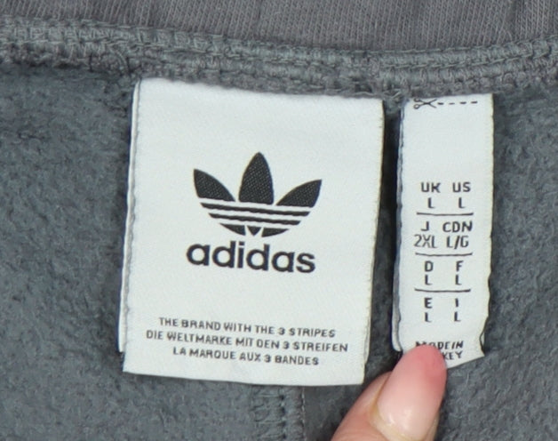 Adidas Men’s Grey Joggers Size L Regular Fit Cotton Blend