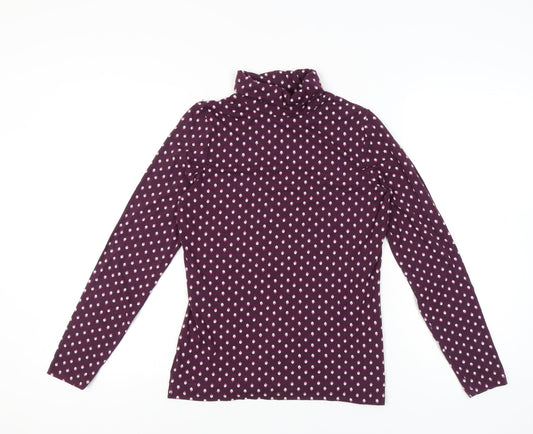 Lands' End Womens Purple Geometric Roll Neck Long Sleeve Top Size S