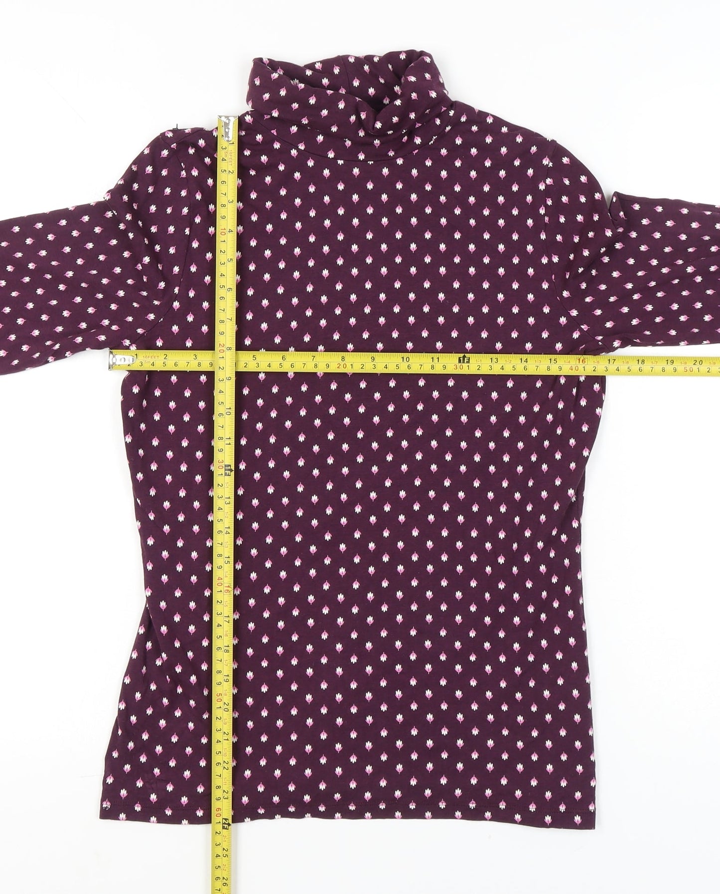 Lands' End Womens Purple Geometric Roll Neck Long Sleeve Top Size S