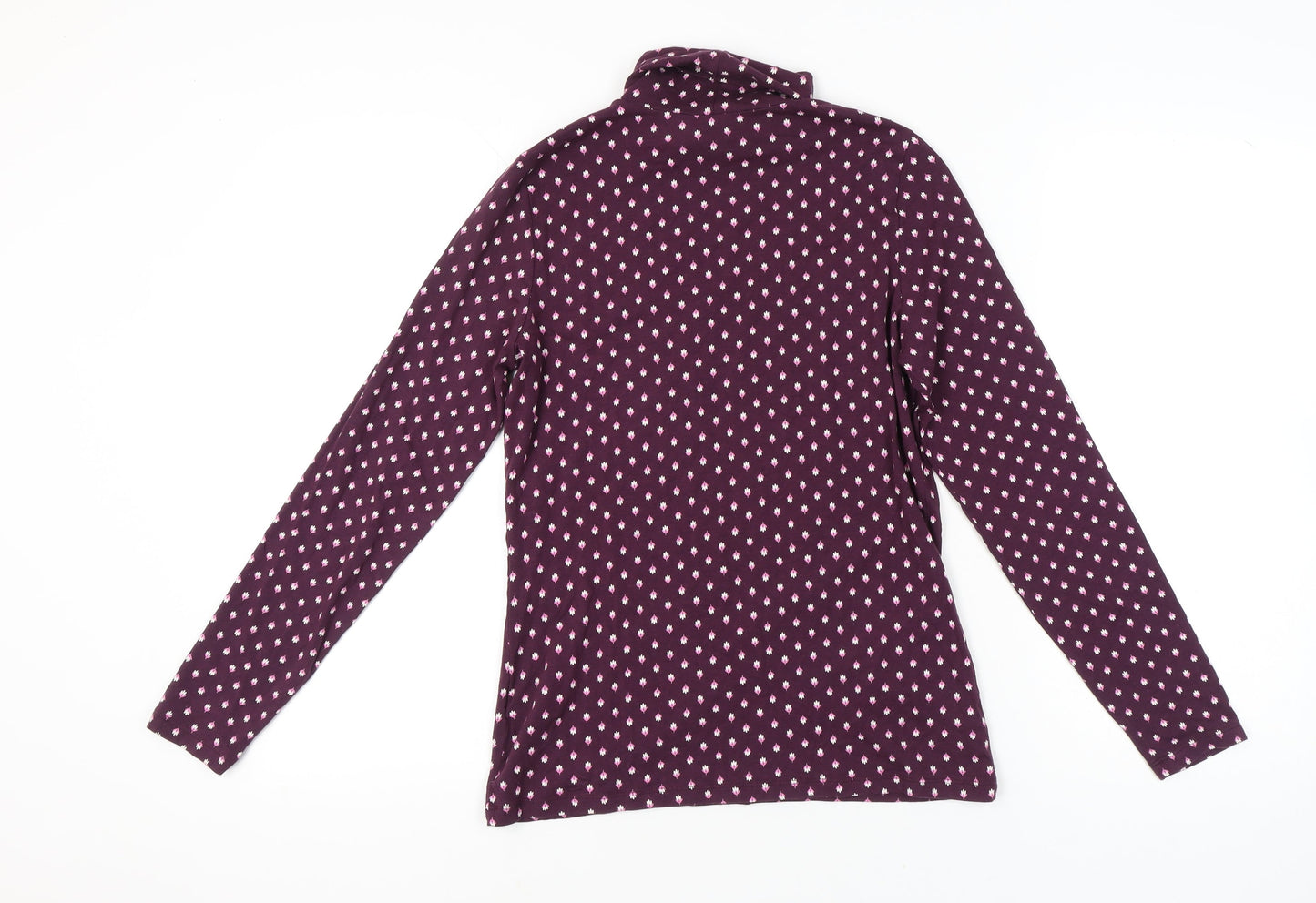 Lands' End Womens Purple Geometric Roll Neck Long Sleeve Top Size S