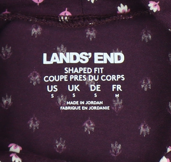 Lands' End Womens Purple Geometric Roll Neck Long Sleeve Top Size S