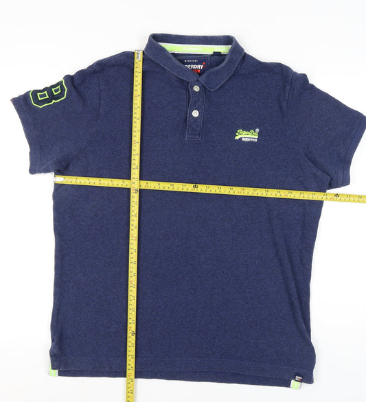 Superdry Men’s Blue 3XL Cotton Short Sleeve Polo Shirt