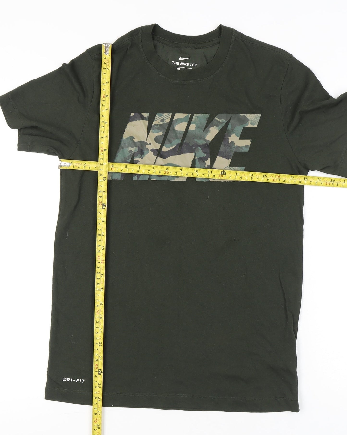 Nike Men's Green Camouflage Logo Dri-Fit T-Shirt Size S