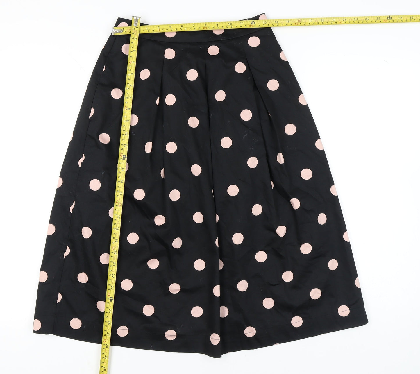 Boden Women’s Black Polka Dot A-Line Midi Skirt Size 8 Cotton