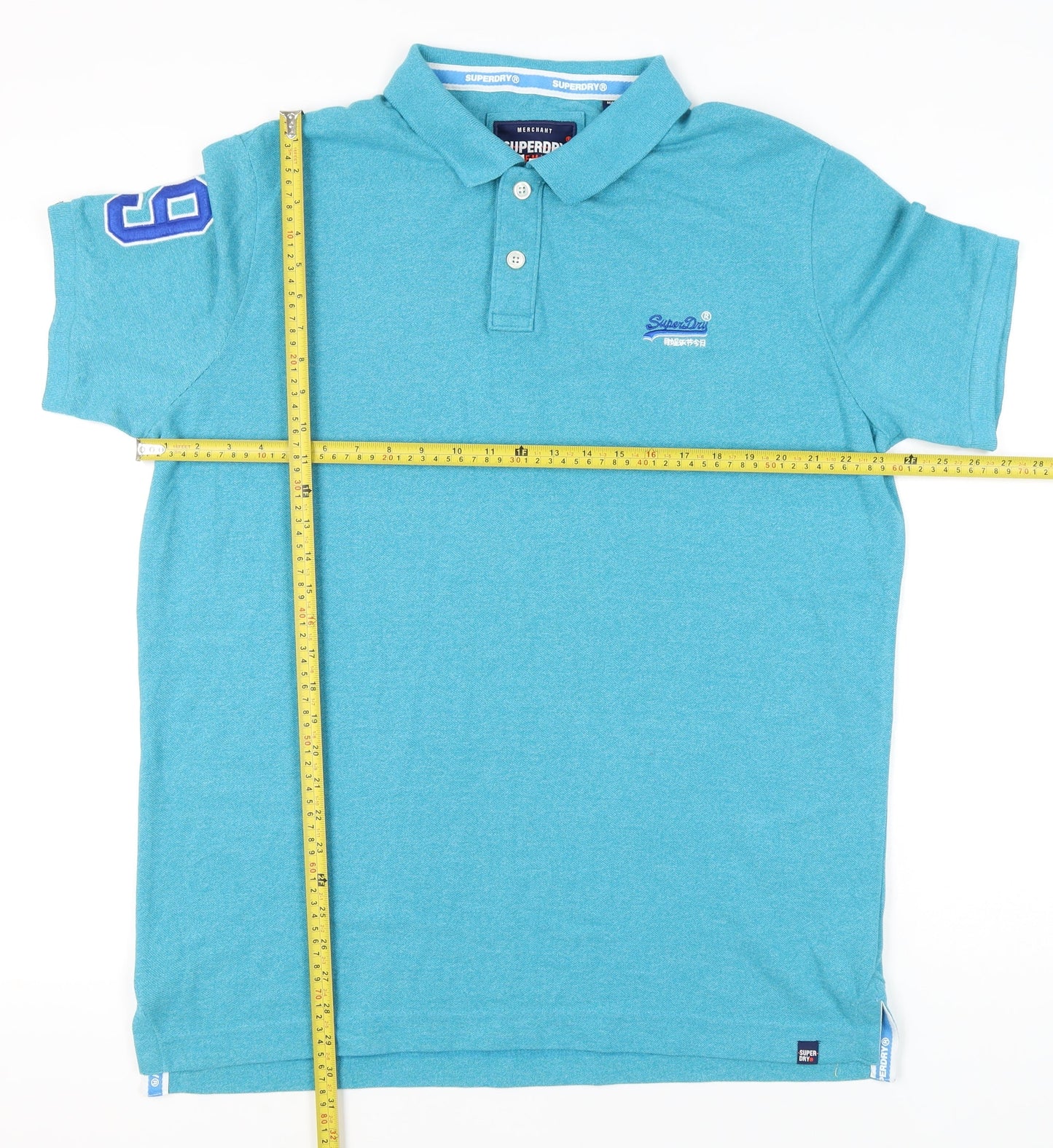 Superdry Men’s Blue 4XL Polo Shirt Embroidered Logo Short Sleeve