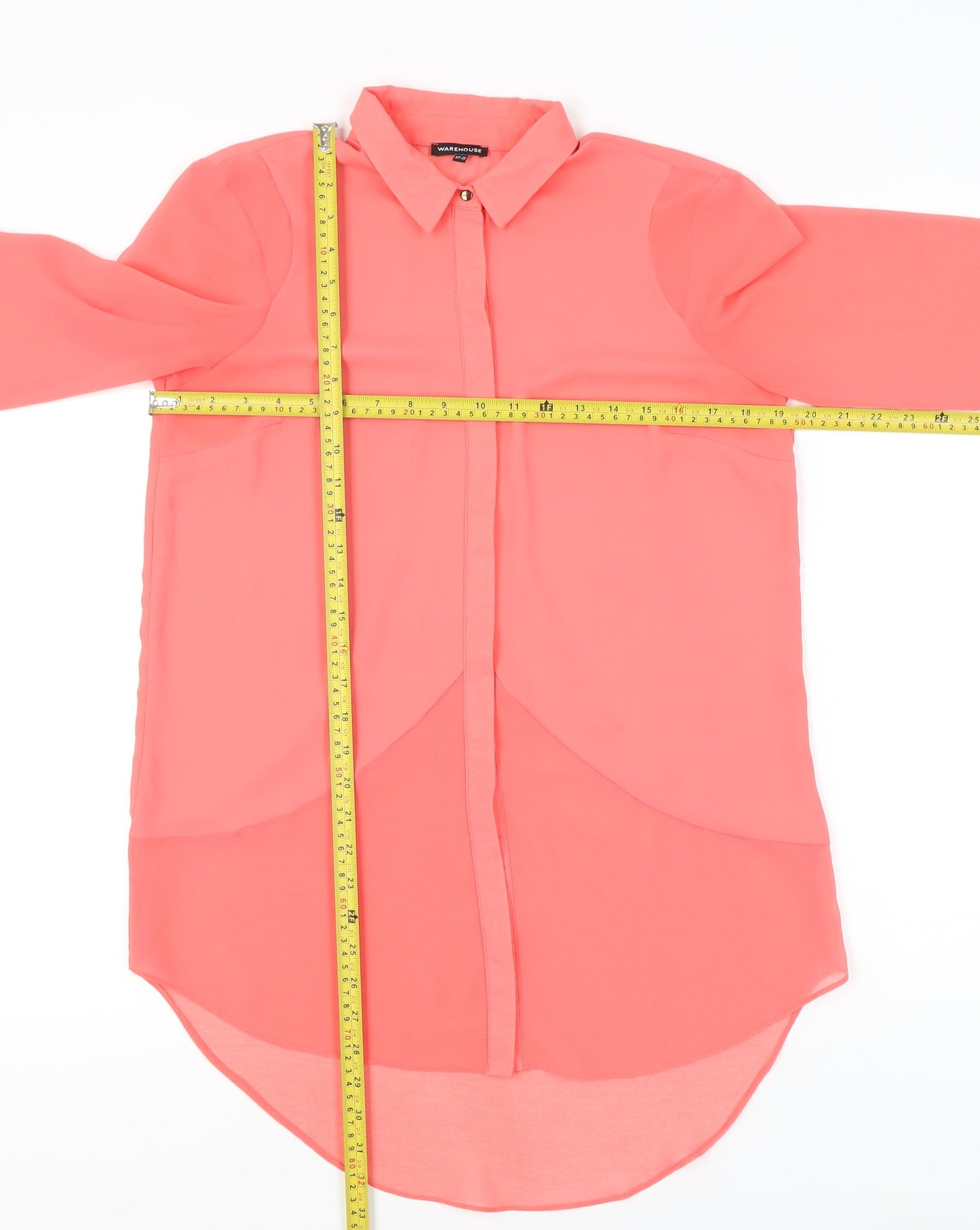 Warehouse Womens Pink Long Sleeve Chiffon Blouse UK 12