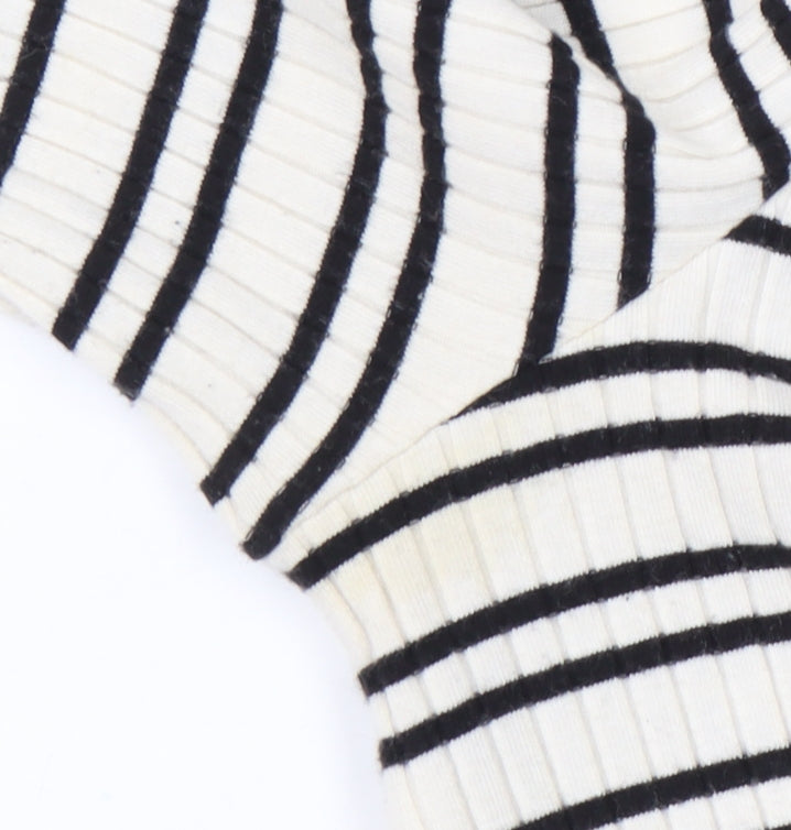 Oliver Bonas Womens Striped Button-Up V-Neck Top Size 12