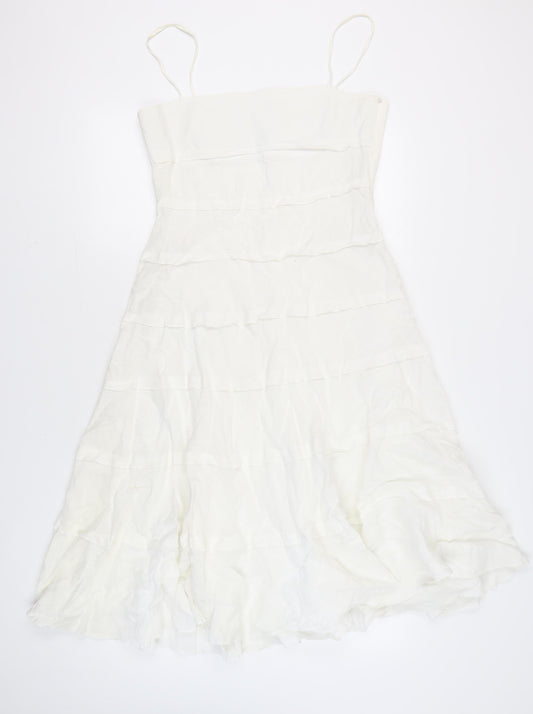 Armani Collezioni Women’s White Midi Slip Dress Size 12 Elegant Formal