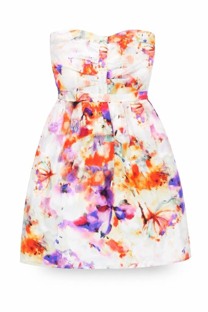 Coast Women’s Multicoloured Floral Strapless A-Line Dress UK 6