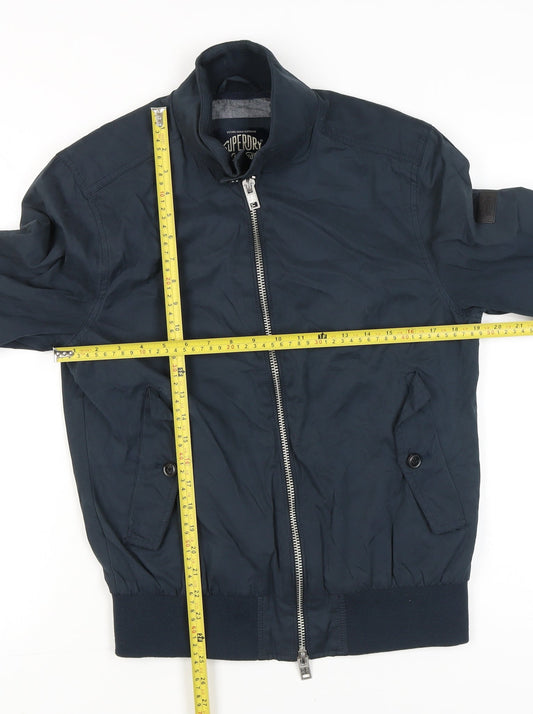 Superdry Men's Blue Bomber Jacket M Full Zip Pockets Casual