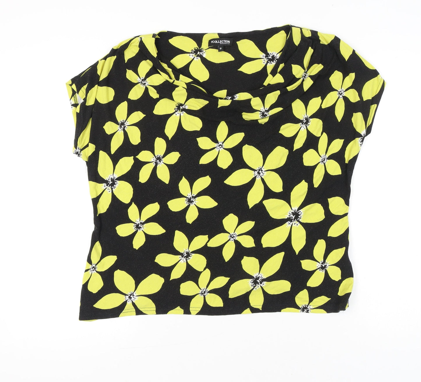 Debenhams Women’s Black Yellow Floral Cowl Neck Tunic Blouse Size 18