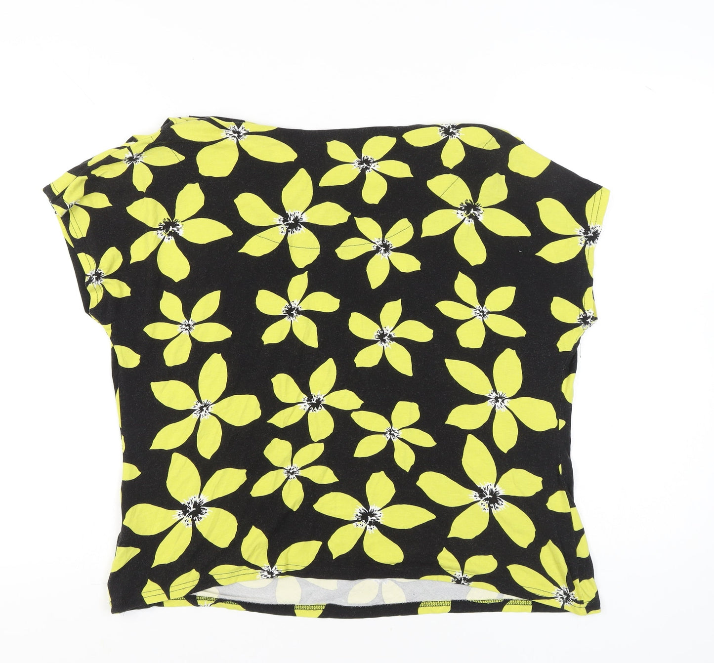 Debenhams Women’s Black Yellow Floral Cowl Neck Tunic Blouse Size 18