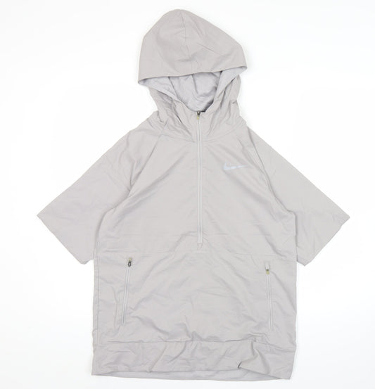 Nike Men's Grey Pullover Hoodie M Short Sleeve Lightweight